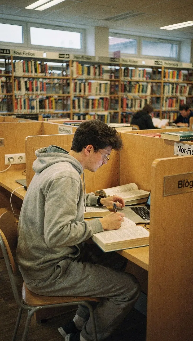 Osoba brainstormujГ­cГ­ nГЎpady na blogovГЅ pЕ™Г­spД›vek s poznГЎmkovГЅm blokem