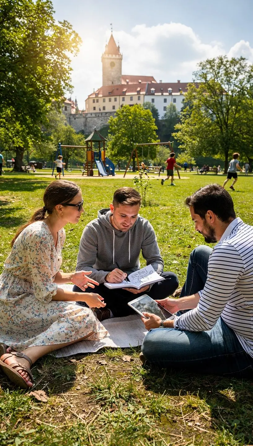 Ilustrace různých typů obsahu, včetně blogových příspěvků a článků.